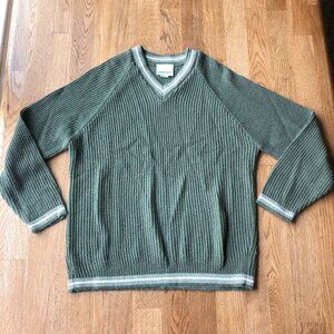 Vintage Fashion Bug Green Knit Sweater Grandpa Small